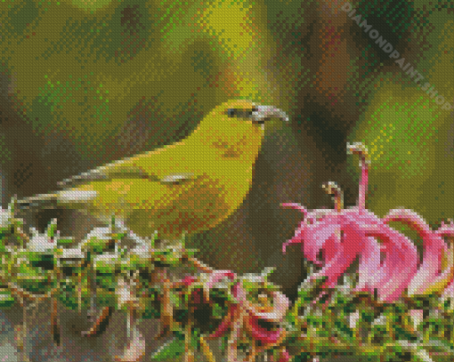 Yellow Hawaiian Honeycreeper Diamond Painting