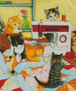 Adorable Cats In A Sewing Room Diamond Painting