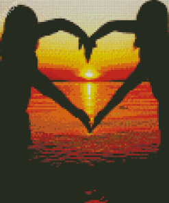 Besties Silhouette Sunset Diamond Painting