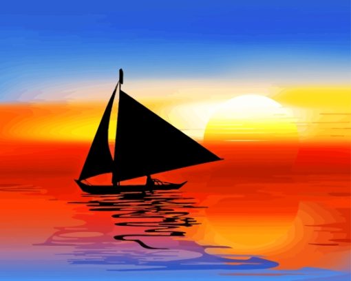 Boat Landscape Silhouette Diamond Painting