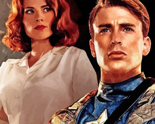 Captain America Peggy Carter And Steve Diamond Painting