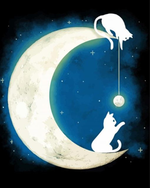 Cats And Moon Diamond Painting