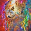 Colorful Wolves With Dream Catcher Diamond Painting