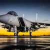 F15 Airplane Landing With Sunset By Diamond Painting