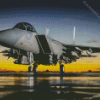 F15 Airplane Landing With Sunset By Diamond Painting