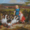 Girls With Geese Diamond Painting