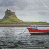 Holy Island Lindisfarne Castle And Boat Diamond Painting