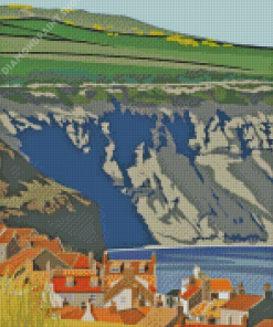 Illustration Robin Hood Bay Village Diamond Painting