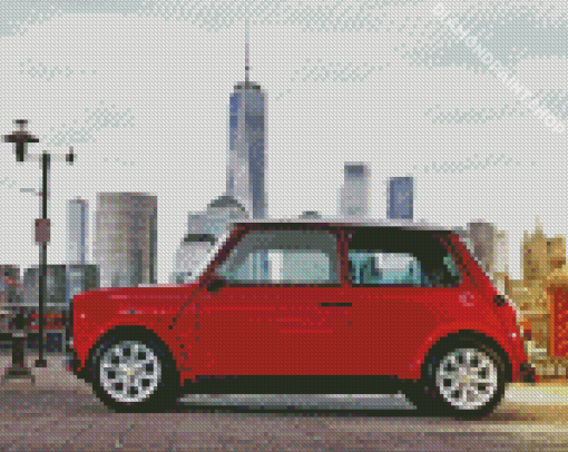 London Red Mini Car Diamond Painting