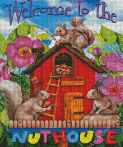 Spring Nuthouse Squirrels Diamond Painting