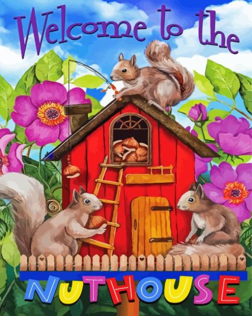 Spring Nuthouse Squirrels Diamond Painting