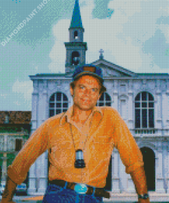 Handsome Terence Hill Actor With Yellow Tshirt By Diamond Painting