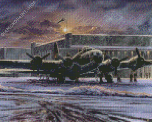 The Memphis Belle Aiplane In Snow Diamond Painting