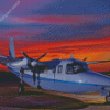 Twin Commander Aircraft At Sunset Diamond Painting