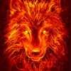 Fantasy Wolf Face On Fire With Diamond Painting