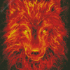 Fantasy Wolf Face On Fire With Diamond Painting