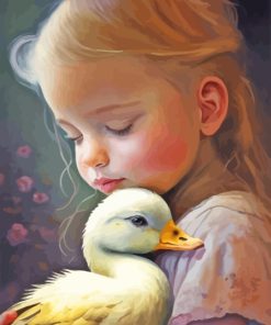 Adorable Girl And Duck Diamond Painting