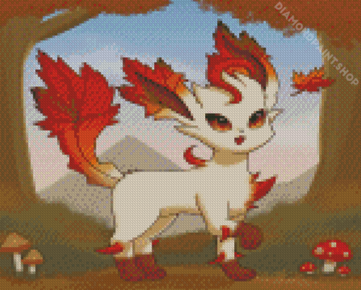 Aesthetic Autumn Leafeon Diamond Painting