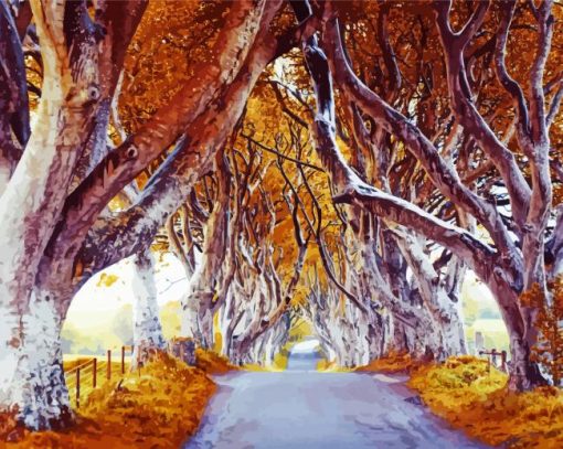 Dark Hedges Autumn Diamond Painting