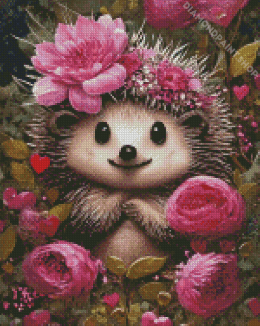 Floral Hedgehog Diamond Painting