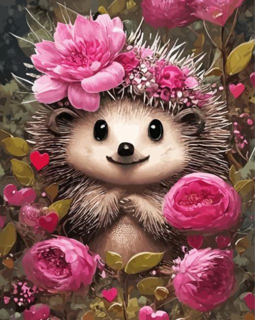 Floral Hedgehog Diamond Painting