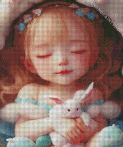 Girl And Bunny Diamond Painting