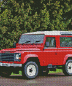 Red Land Rover Jeep Car Diamond Painting