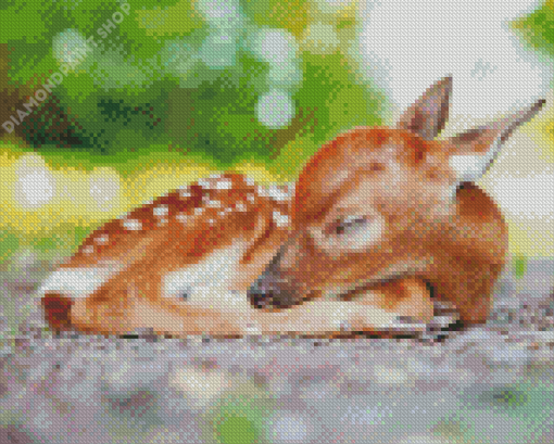 Sleepy Resting Deer Diamond Painting