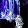 Wolves And Purple Waterfall In Moonlight By Diamond Painting