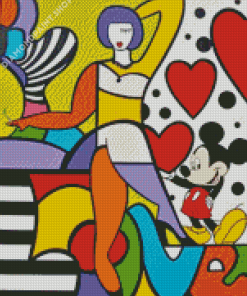 Cubism Lady And Mickey Diamond Painting