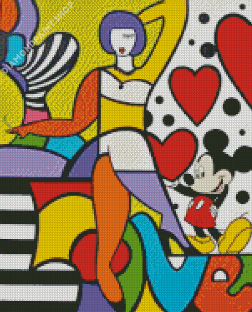 Cubism Lady And Mickey Diamond Painting