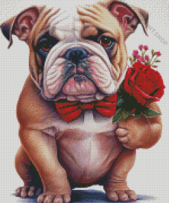 Dog And Flowers Diamond Painting