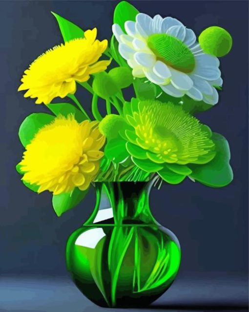 Green Flowers Diamond Painting