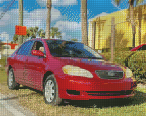 Red Corolla Diamond Painting