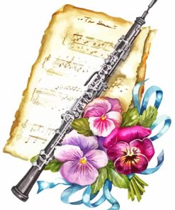 Bassoon And Flowers Diamond Painting