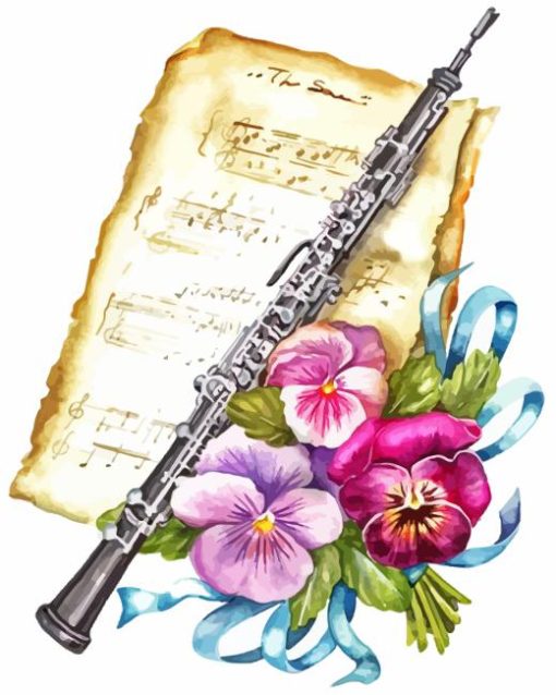 Bassoon And Flowers Diamond Painting