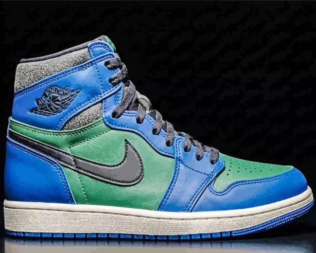 green and blue Air Jordan paint by numbers Green And Blue Air Jordan Diamond Painting